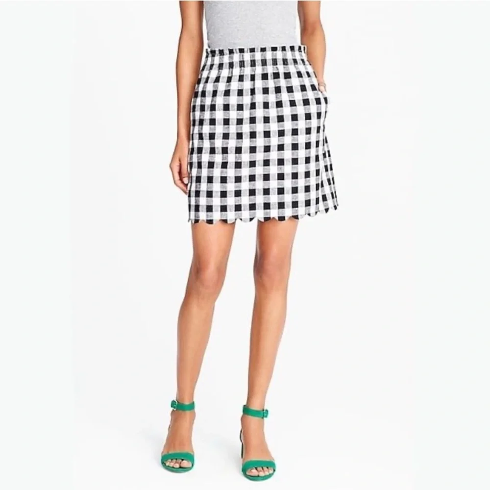 J.Crew checked scalloped hem sidewalk skirt sz 10